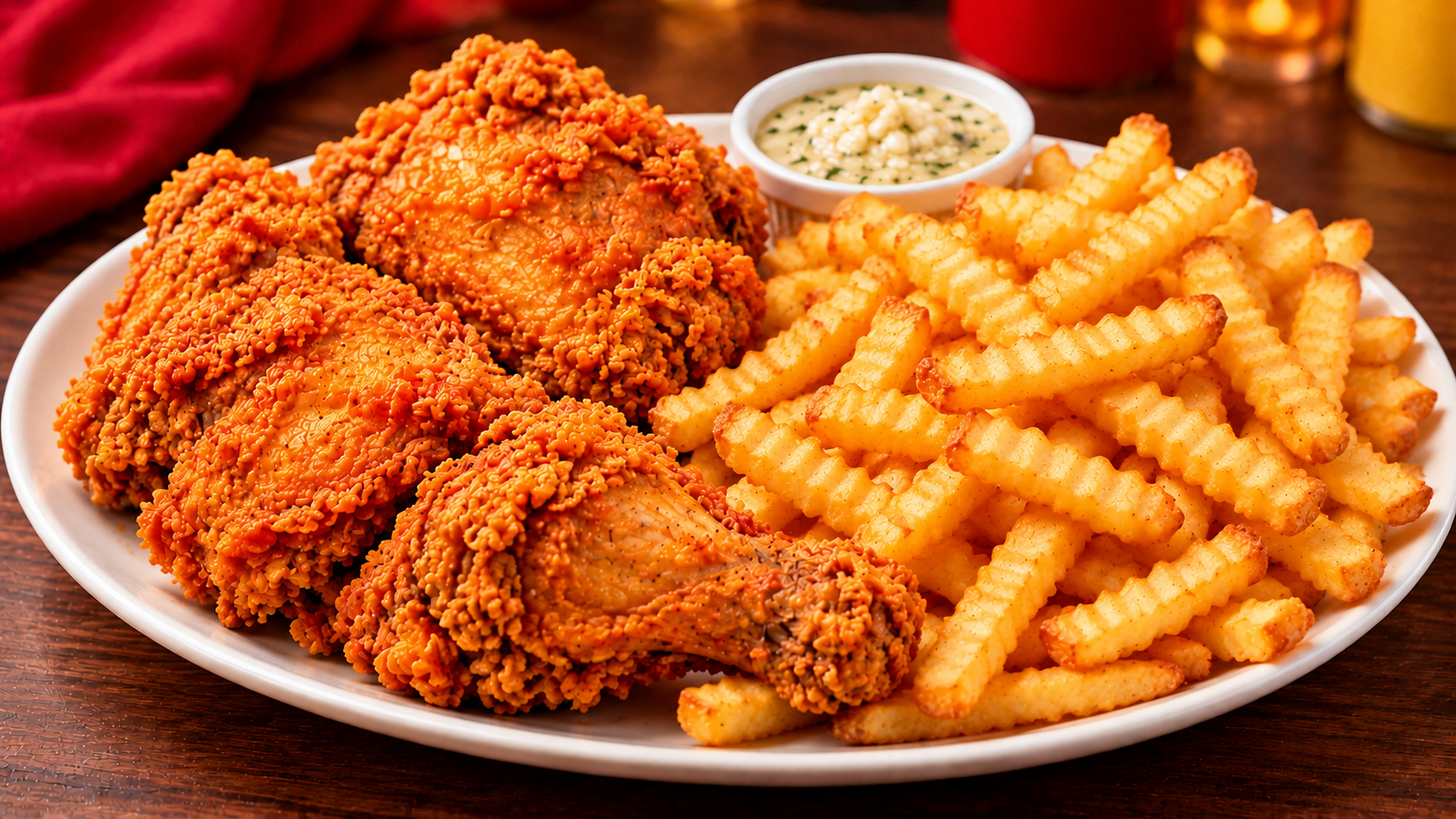 fried chicken with french fries